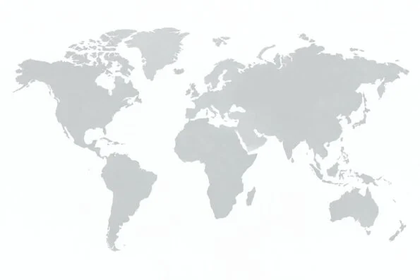 Flat world map in light grey showing all continents